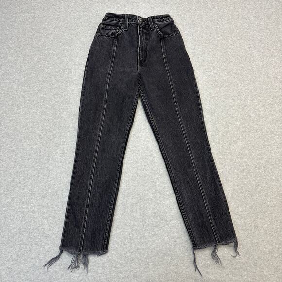 Reformation Seamed Jeans WMNS 26 Black Pacific Wash Elastic Back Waist High Rise - Picture 1 of 12